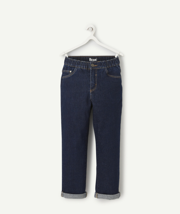 Back to school collection Tao Categories - BOYS' RAW BLUE DENIM LOW-IMPACT RELAXED TROUSERS