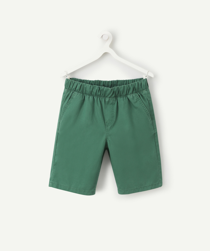 Shorts - Bermuda shorts Tao Categories - BOYS' STRAIGHT FOREST GREEN BERMUDA SHORTS