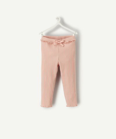 Bons plans Nouvelle Arbo   C - BABY GIRLS' PINK RIBBED LEGGINGS WITH FRILLS