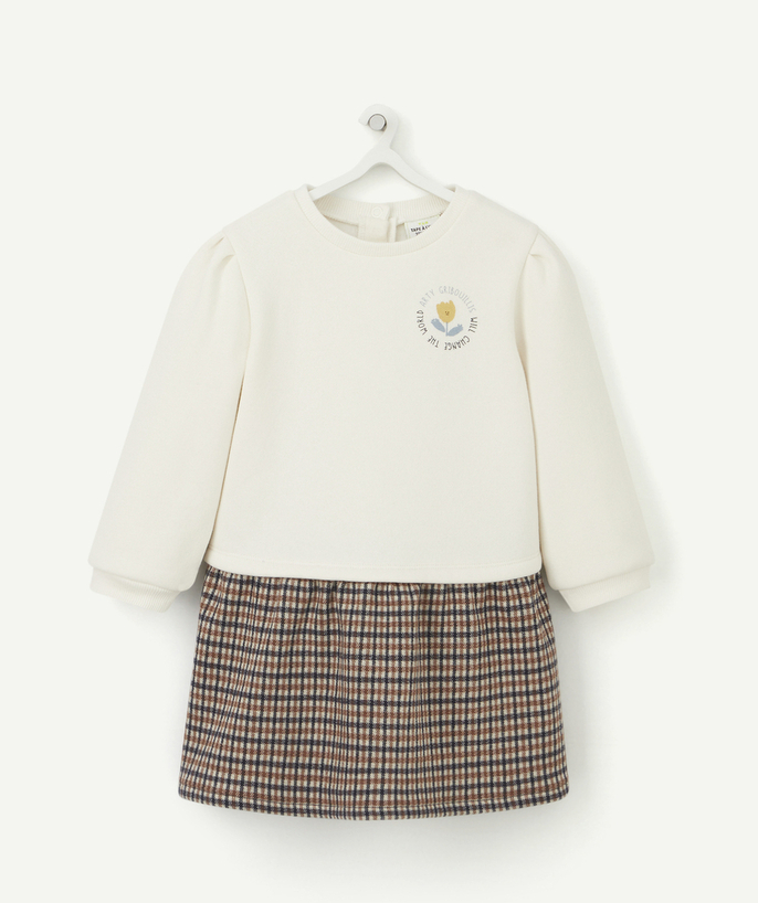Outlet Tao Categories - BABY GIRLS' RECYCLED FIBRE AND FLEECE DRESS WITH MOTIF