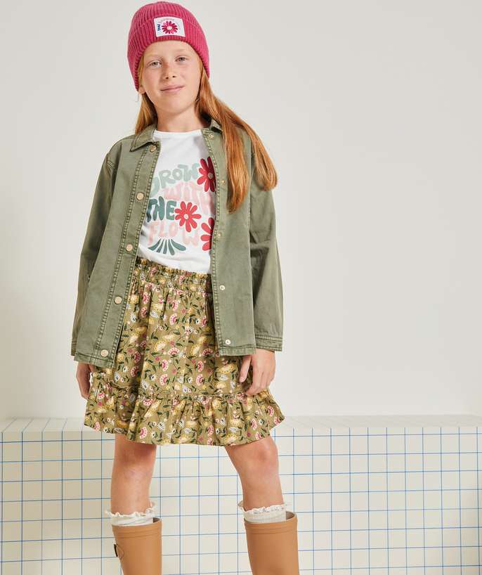 Back to school collection Tao Categories - GIRLS' KHAKI LESS WATER JACKET WITH POCKETS