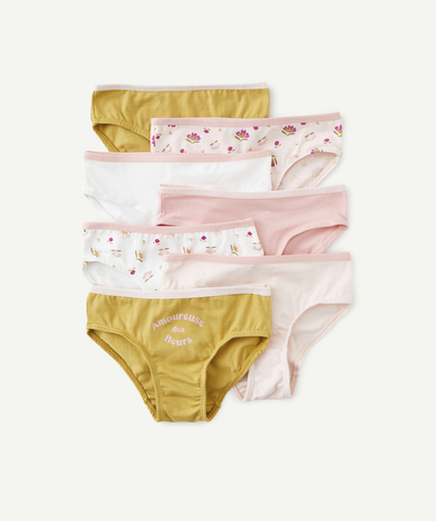 ECODESIGN Tao Categories - SET OF SEVEN GIRLS' PLAIN AND FLORAL ORGANIC COTTON BRIEFS