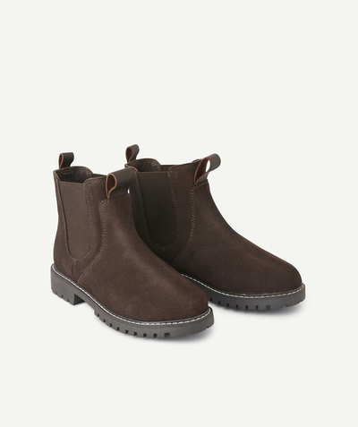 Party outfits Tao Categories - GIRLS' BROWN LEATHER ANKLE BOOTS