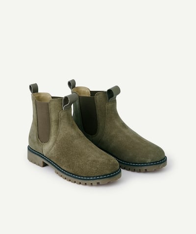 Teen boy Nouvelle Arbo   C - GIRLS' KHAKI LEATHER ANKLE BOOTS