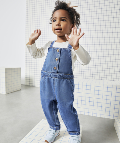Back to school collection Nouvelle Arbo   C - BABY GIRLS' LOW-IMPACT BLUE DENIM DUNGAREES