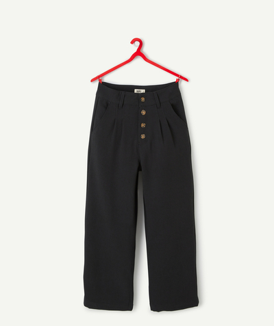 Christmas store Nouvelle Arbo   C - GIRLS' BLACK WIDE-LEG TROUSERS WITH TORTOISESHELL-EFFECT BUTTONS