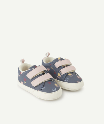 Outlet Tao Categories - BABY GIRLS' BLUE AND FLORAL PRINT TRAINER-STYLE BOOTIES