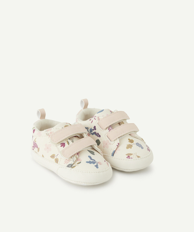 Shoes, booties Nouvelle Arbo   C - BABY GIRLS' CREAM AND PINK FLORAL PRINT TRAINER-STYLE BOOTIES