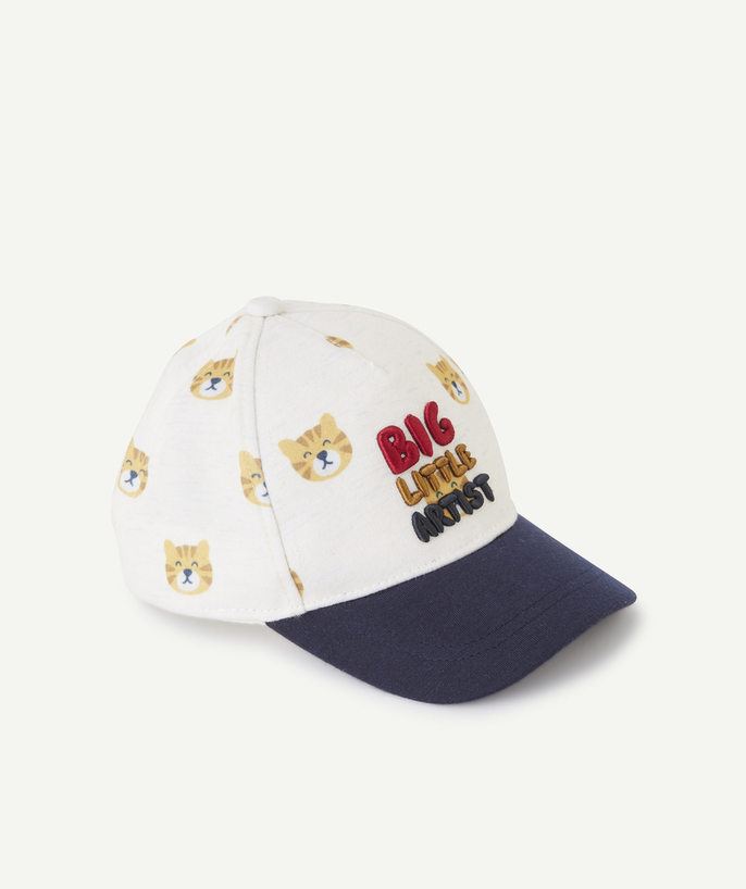 Hats - Caps Tao Categories - BABY BOYS' CAP WITH CAT PRINT AND EMBROIDERED SLOGAN