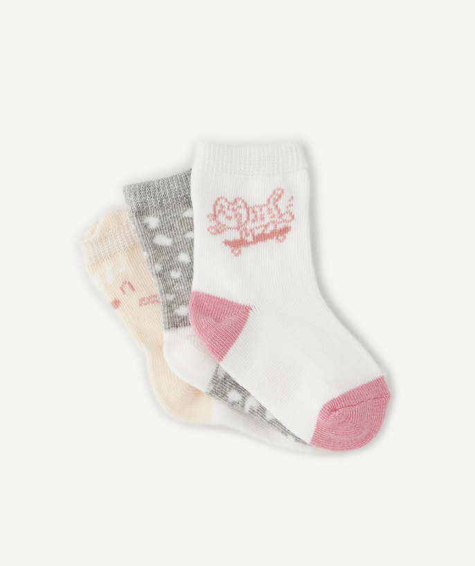 Socks - Tights Tao Categories - PACK THREE PAIRS OF BABY GIRLS' CAT-THEMED SOCKS