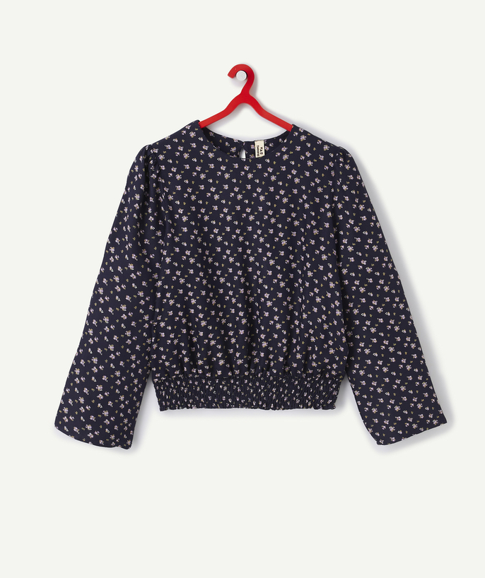 Outlet Tao Categories - GIRLS' NAVY AND FLORAL ECO-FRIENDLY VISCOSE BLOUSE