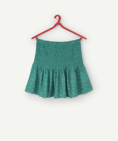 Outlet Tao Categories - GIRLS' GREEN AND PRINTED ECO-FRIENDLY VISCOSE ELASTICATED SKIRT