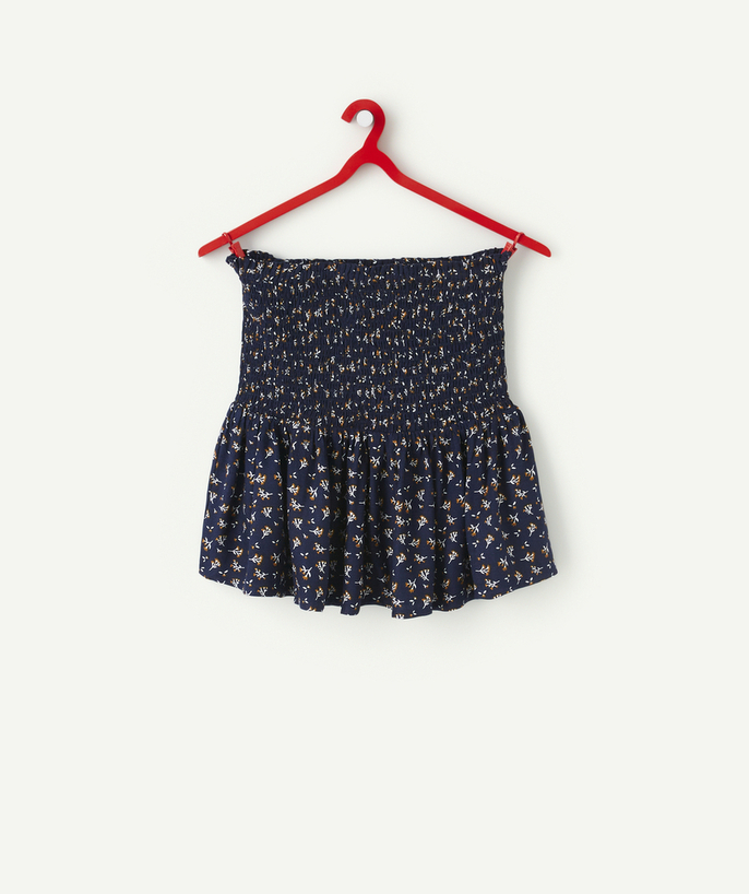 Outlet Tao Categories - GIRLS' NAVY FLORAL PRINT ECO-FRIENDLY VISCOSE ELASTICATED SKIRT
