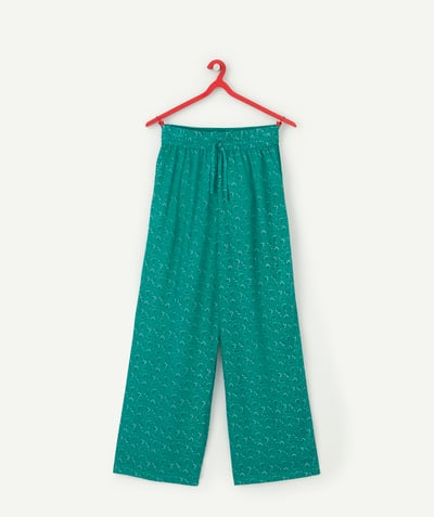 Outlet Nouvelle Arbo   C - GIRLS' GREEN PRINTED FLOATY ECO-FRIENDLY VISCOSE TROUSERS