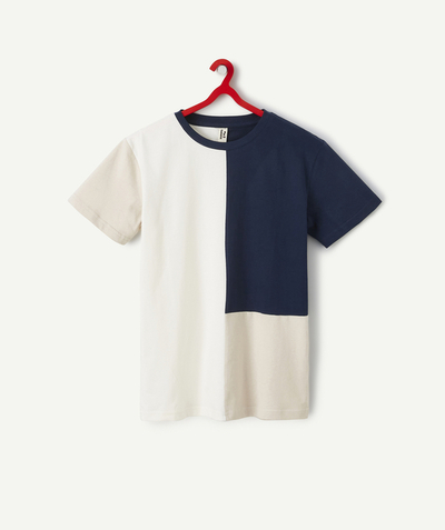 Outlet Nouvelle Arbo   C - BOYS' NAVY AND CREAM ORGANIC COTTON T-SHIRT
