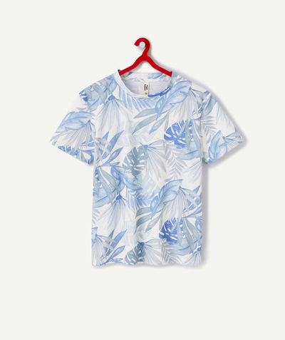 T-shirt - chemise - polo Nouvelle Arbo   C - T-SHIRT GARÇON IMPRIMÉ FEUILLAGE BLEU ET VERT