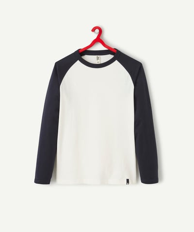 Low-priced looks Tao Categories - BOYS' TWO-TONE WHITE AND NAVY ORGANIC COTTON T-SHIRT