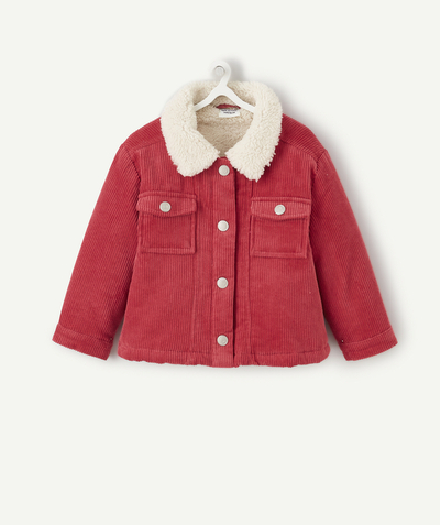 Outlet Tao Categories - BABY GIRLS' PINK CORDUROY JACKET WITH RECYCLED PADDING
