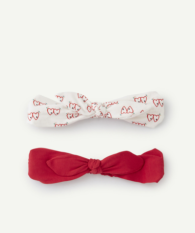 Girl Tao Categories - SET OF TWO GIRLS' RED AND CREAM HEART-PRINTED HEADBANDS