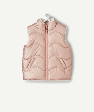 Coat - Padded jacket - Jacket Tao Categories - BABY GIRLS' REVERSIBLE ROSE GOLD AND SHERPA PUFFER JACKET