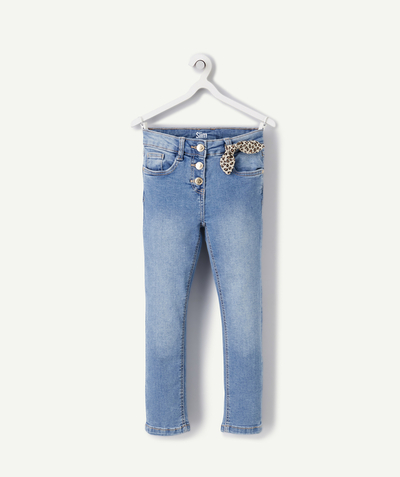 Jeans Nouvelle Arbo   C - GIRLS' SLIM-FIT LIGHT BLUE LESS WATER DENIM TROUSERS WITH BOW