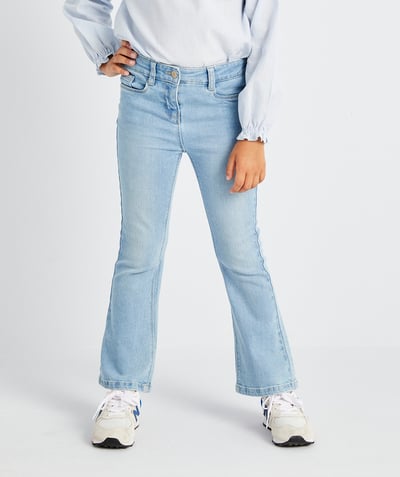 Jeans Tao Categories - GIRLS' BLUE LOW-IMPACT DENIM FLARED TROUSERS