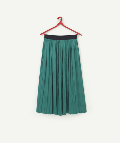 Shorts - Skirt Nouvelle Arbo   C - GIRLS' LONG GREEN PLEATED SKIRT