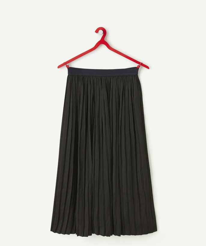 Shorts - Skirt Tao Categories - GIRLS' LONG BLACK PLEATED SKIRT