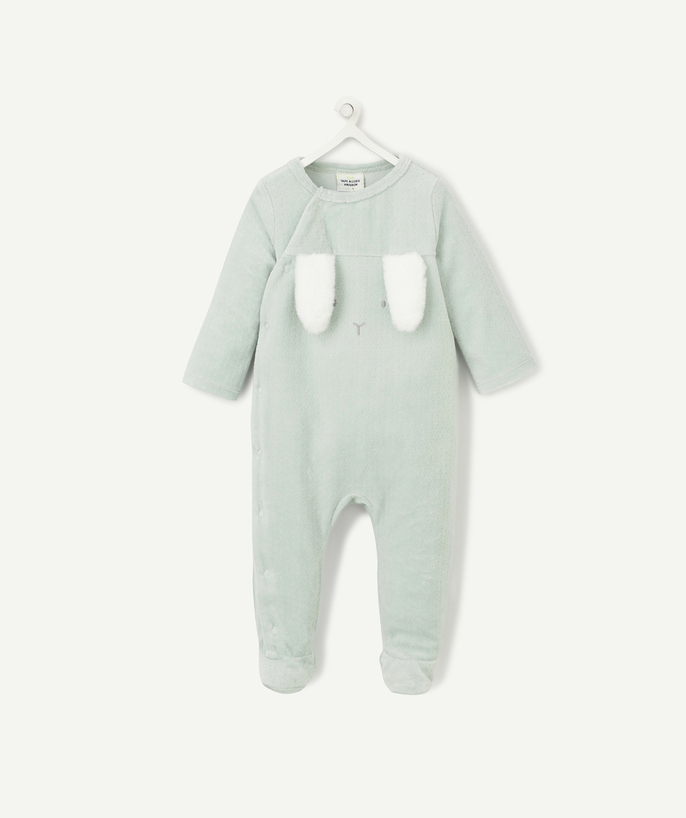 Sleepsuit - Pyjamas Tao Categories - THE GREEN VELVET LINED BACK WITH EMBOSSED ANIMATION