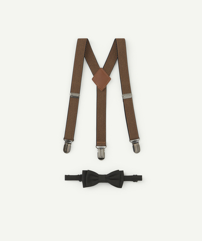 Boy Nouvelle Arbo   C - BOYS' TAN AND GREY BRACES AND BOW TIE SET
