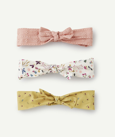 Baby girl Nouvelle Arbo   C - SET OF THREE BABY GIRLS' FLORAL PRINT AND OPENWORK HEADBANDS
