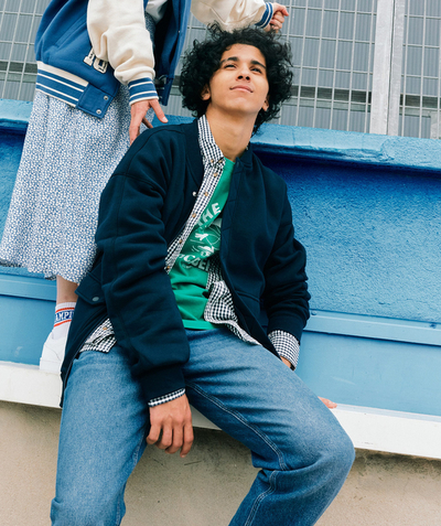 Our latest looks Nouvelle Arbo   C - UNISEX NAVY RECYCLED FIBRE BOMBER JACKET