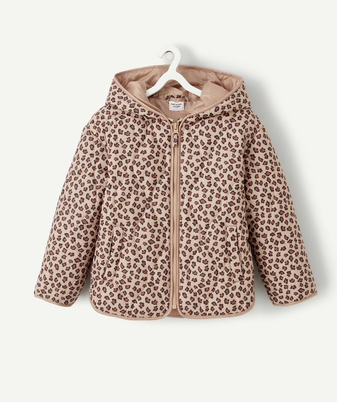 Coat - Padded jacket - Jacket Tao Categories - GIRLS' LEOPARD PUFFER JACKET WITH RECYCLED PADDING