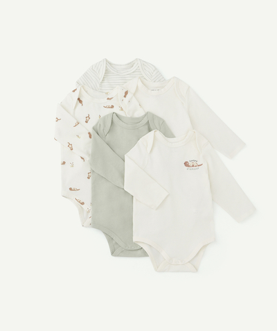 ECODESIGN Tao Categories - SET OF FIVE BABY BOYS' ORGANIC COTTON BODYSUITS WITH OTTER THEME