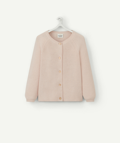 Bons plans Nouvelle Arbo   C - BABY GIRLS' PINK COTTON CARDIGAN WITH SEQUINNED BUTTONS