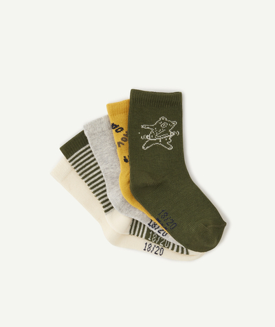 Baby boy Tao Categories - PACK OF THREE PAIRS OF BOYS' SOCKS IN GREY, ECRU AND YELLOW