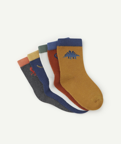 Baby boy Tao Categories - PACK OF FIVE PAIRS OF BABY BOYS' COLOURED LONG SOCKS WITH ANIMAL DESIGNS