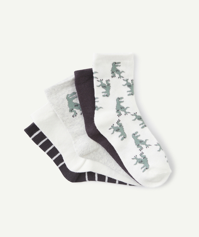 Socks - Tights Nouvelle Arbo   C - SET OF FIVE PAIRS OF BOYS' BLACK AND WHITE DINOSAUR-THEMED SOCKS