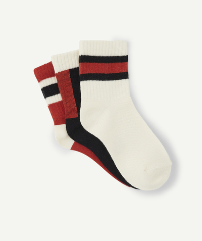 Boy Nouvelle Arbo   C - PACK OF THREE PAIRS OF BOYS' RED AND BLUE STRIPED SOCKS