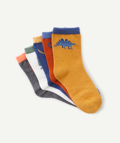 Socks - Tights Nouvelle Arbo   C - SET OF FIVE PAIRS OF BOYS' COLOURED DINOSAUR-THEMED SOCKS
