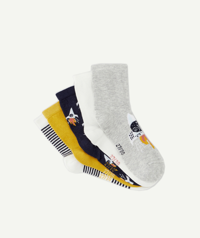 Socks - Tights Nouvelle Arbo   C - PACK OF FIVE PAIRS OF BOYS' ROCKET-THEMED LONG SOCKS