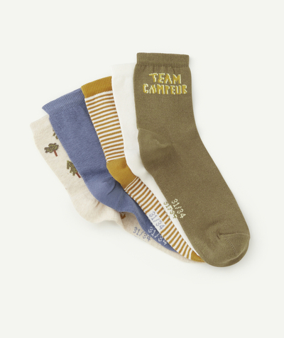 Boy Nouvelle Arbo   C - PACK OF FIVE PAIRS OF BOYS' CAMPER-THEMED SOCKS