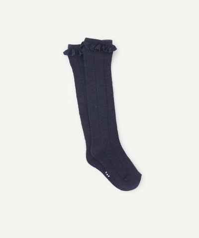 Christmas store Tao Categories - GIRLS' NAVY LONG SOCKS WITH EMBROIDERY