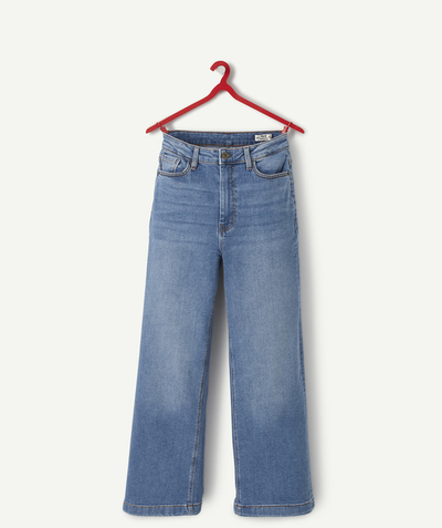 Back to school collection Nouvelle Arbo   C - GIRLS' LIGHT BLUE WIDE-LEG LOW-IMPACT DENIM TROUSERS