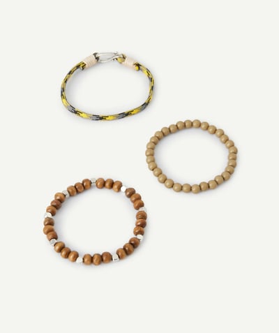 Accessories Tao Categories - SET OF THREE BOYS' BROWN, KHAKI AND YELLOW BRACELETS