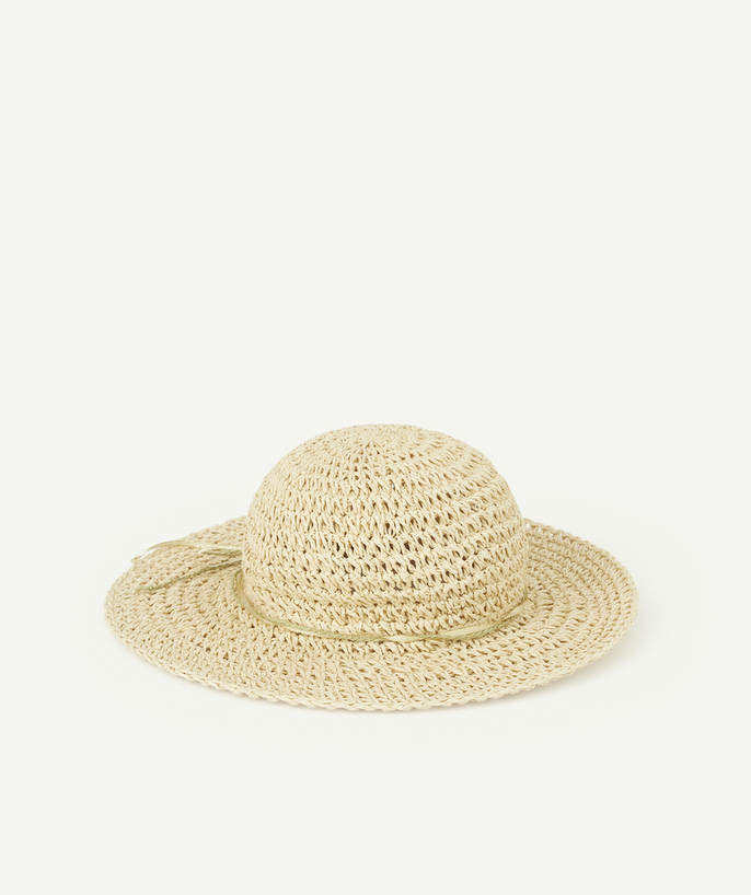 Hats - Caps Tao Categories - GIRLS' STRAW HAT WITH STRING AND BOWS