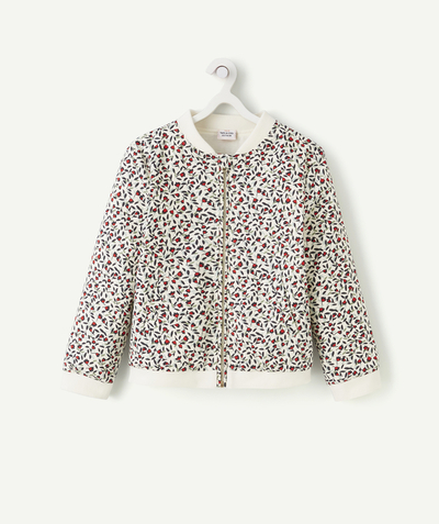 Girl Nouvelle Arbo   C - GIRLS' CREAM COTTON BOMBER JACKET WITH FLORAL PRINT