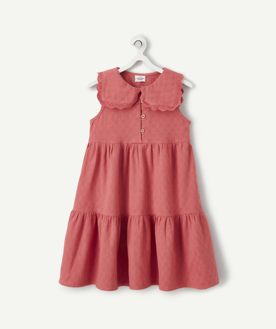 Girl Nouvelle Arbo   C - GIRLS' PINK SLEEVELESS DRESS WITH EMBROIDERED PETER PAN COLLAR
