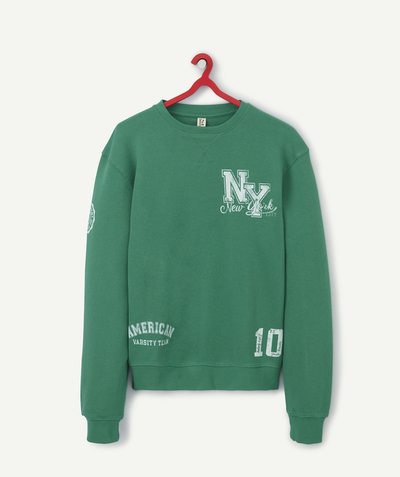 Outlet Nouvelle Arbo   C - UNISEX GREEN RECYCLED FIBRE SWEATSHIRT WITH VINTAGE MOTIF