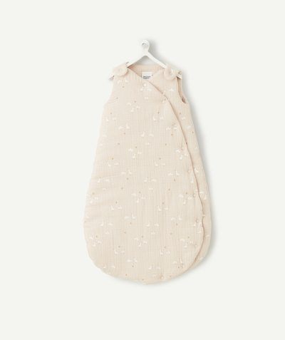 Birthday gift ideas Tao Categories - BABY SLEEPING BAG IN POWDER PINK ORGANIC COTTON WITH GEESE PRINT